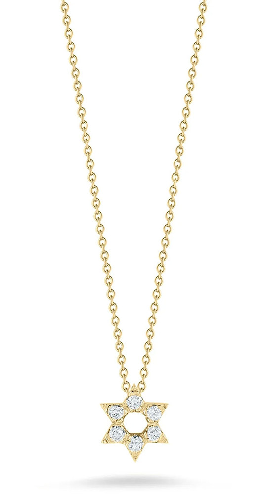 Roberto Coin Tiny Treasures Necklace Star of David with Diamonds in 18K Yellow Gold
