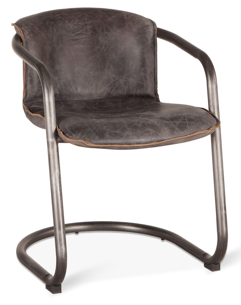 Home Trends  Design Portofino Antique Ebony Leather Dining Chair