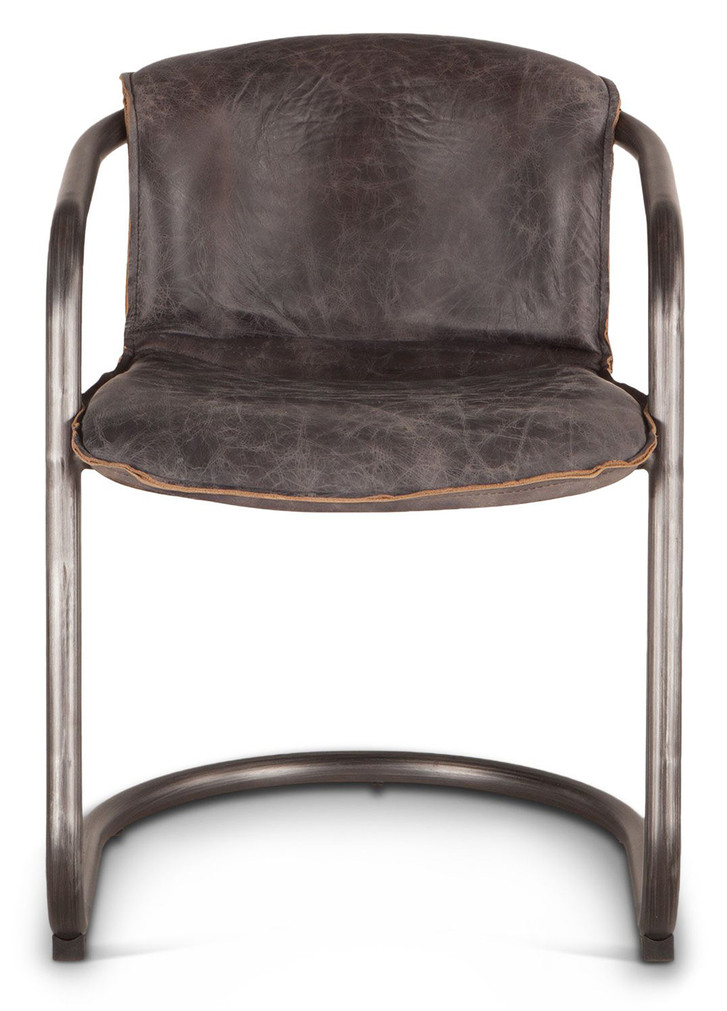Home Trends  Design Portofino Antique Ebony Leather Dining Chair