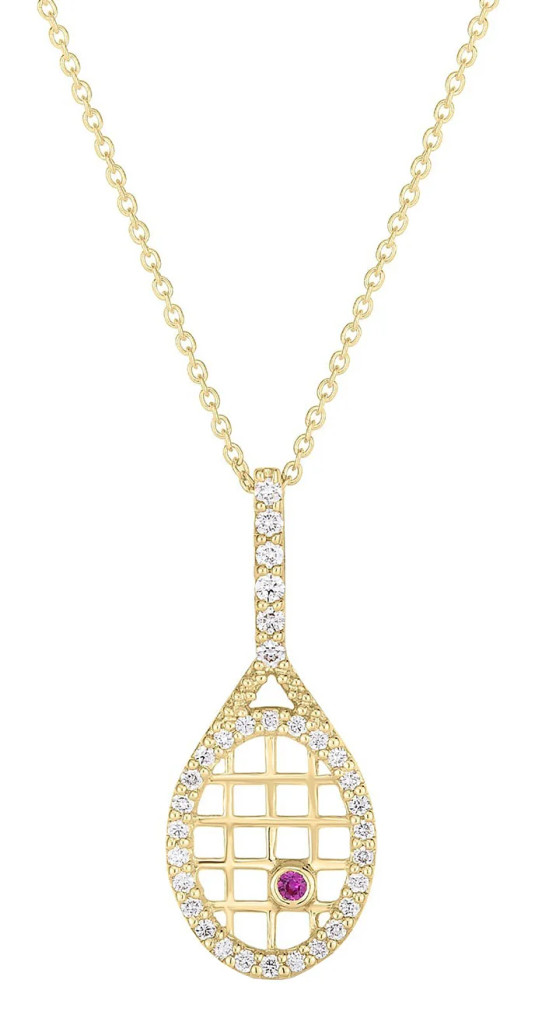 Roberto Coin Tiny Treasures Tennis Racket Necklace with Diamonds in 18K Yellow Gold