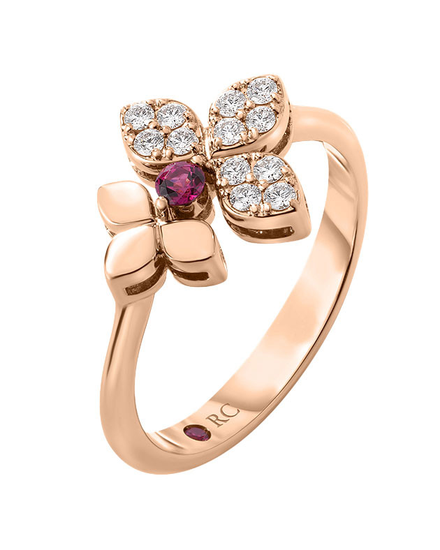 Roberto Coin Tiny Princess Rubellite Ring, Size 6.5 in 18K Rose Gold
