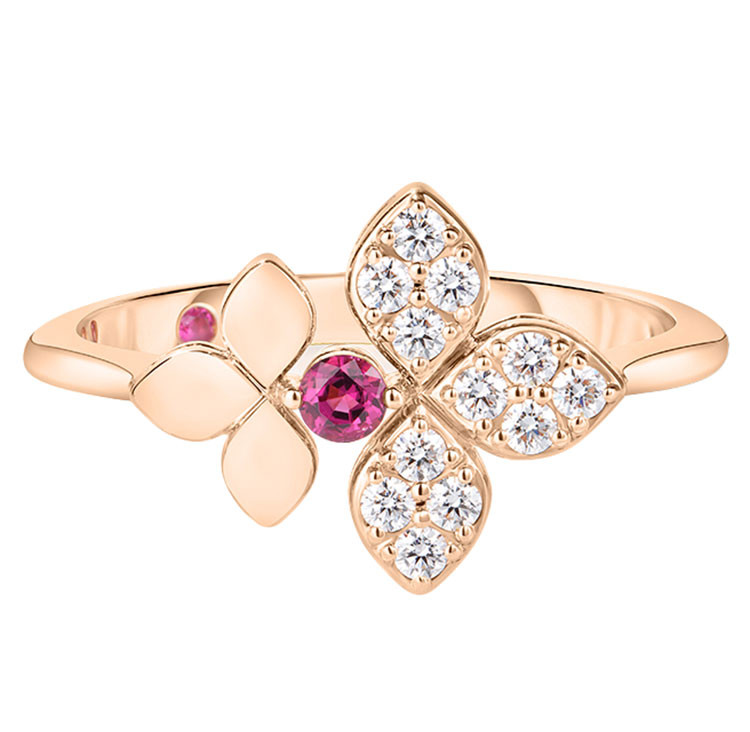 Roberto Coin Tiny Princess Rubellite Ring, Size 6.5 in 18K Rose Gold