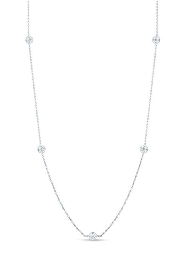Roberto Coin 18K White Gold 7 Diamond Station Necklace