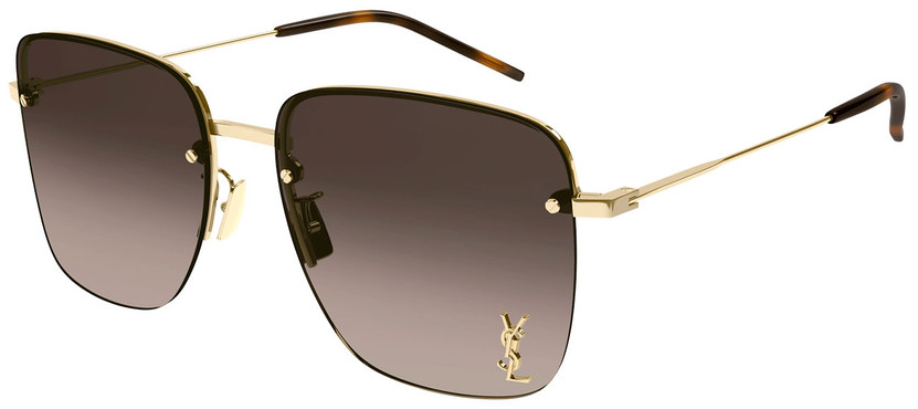 Saint Laurent Monogram 58mm Sunglasses with Gold Frame and Brown Gradient Lenses