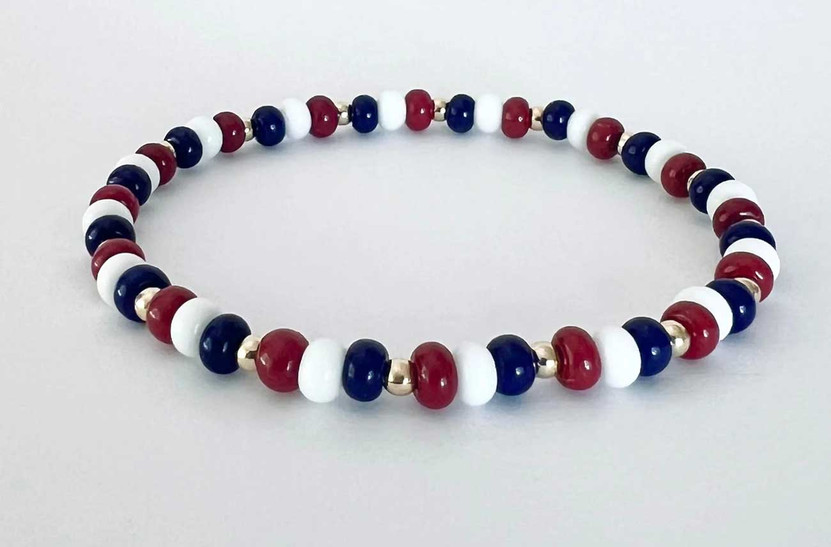 MaeMarie Wraps Red.White.Blue Limited Bracelet, Size 6.5 in Gold