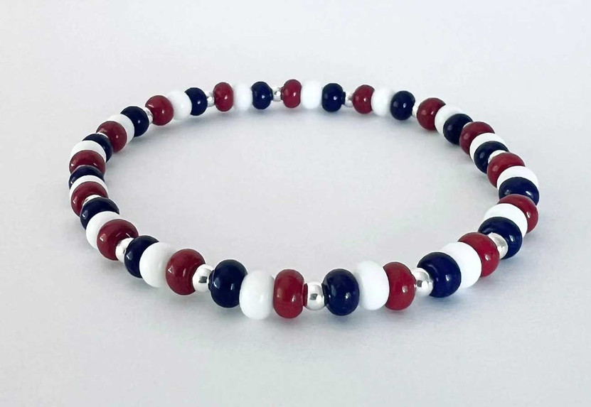 MaeMarie Wraps Red.White.Blue Limited Bracelet, Size 6.5 in Silver