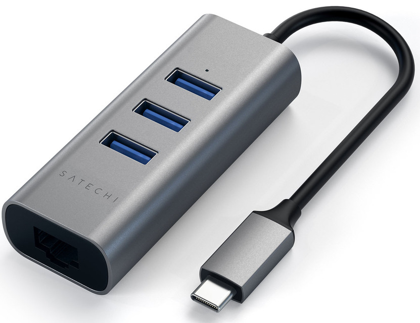 Satechi Space Gray USB-C 2-In-1 USB Hub With Ethernet