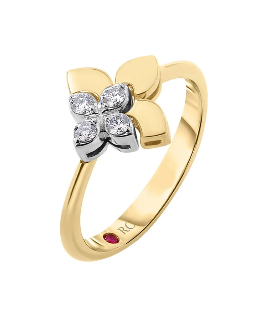 Roberto Coin Tiny Princess Ring, Size 6.5 in 18K Yellow and White Gold