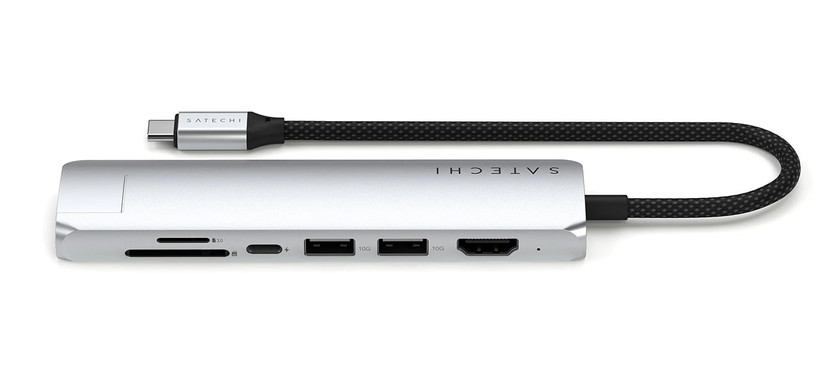 Satechi 7-in-1 USB-C Slim Multiport Adapter with Ethernet in Silver