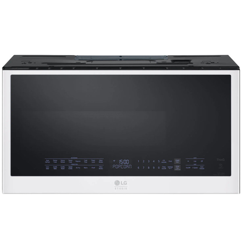 LG STUDIO 1.7 Cu. Ft. Wi-Fi Enabled Over-The-Range Microwave Oven with Air Fry in Essence White