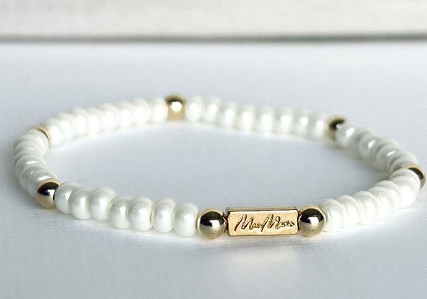 MaeMarie Wraps Pearly 4mm Bracelet, Size 6.5 in Gold