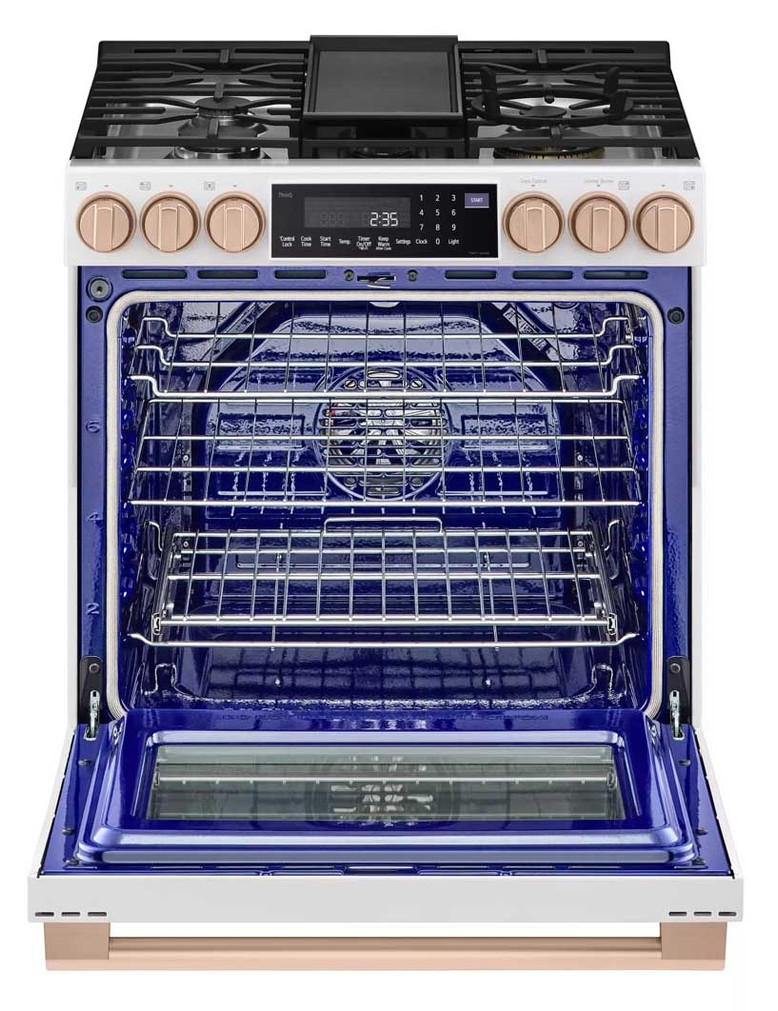 LG STUDIO 6.3 Cu. Ft. InstaView Gas Slide-In Range with ProBake Convection and AirFry in Essence White