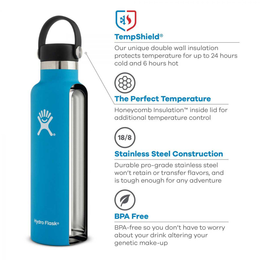 Hydro Flask 24 Oz Black Standard Mouth Insulated Water Bottle