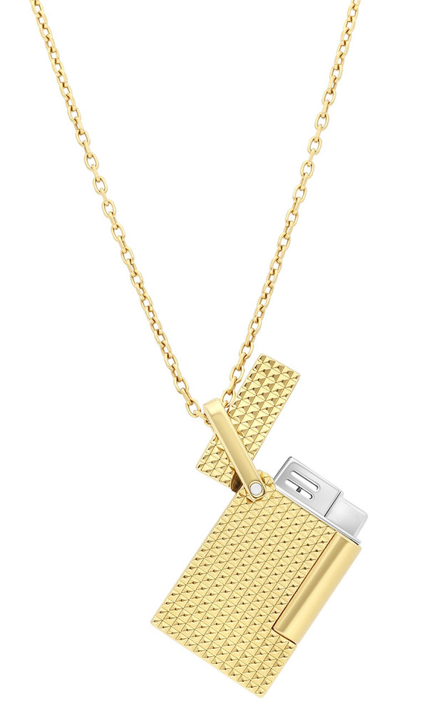S.T. Dupont Lighter Necklace Golden Diamond Head