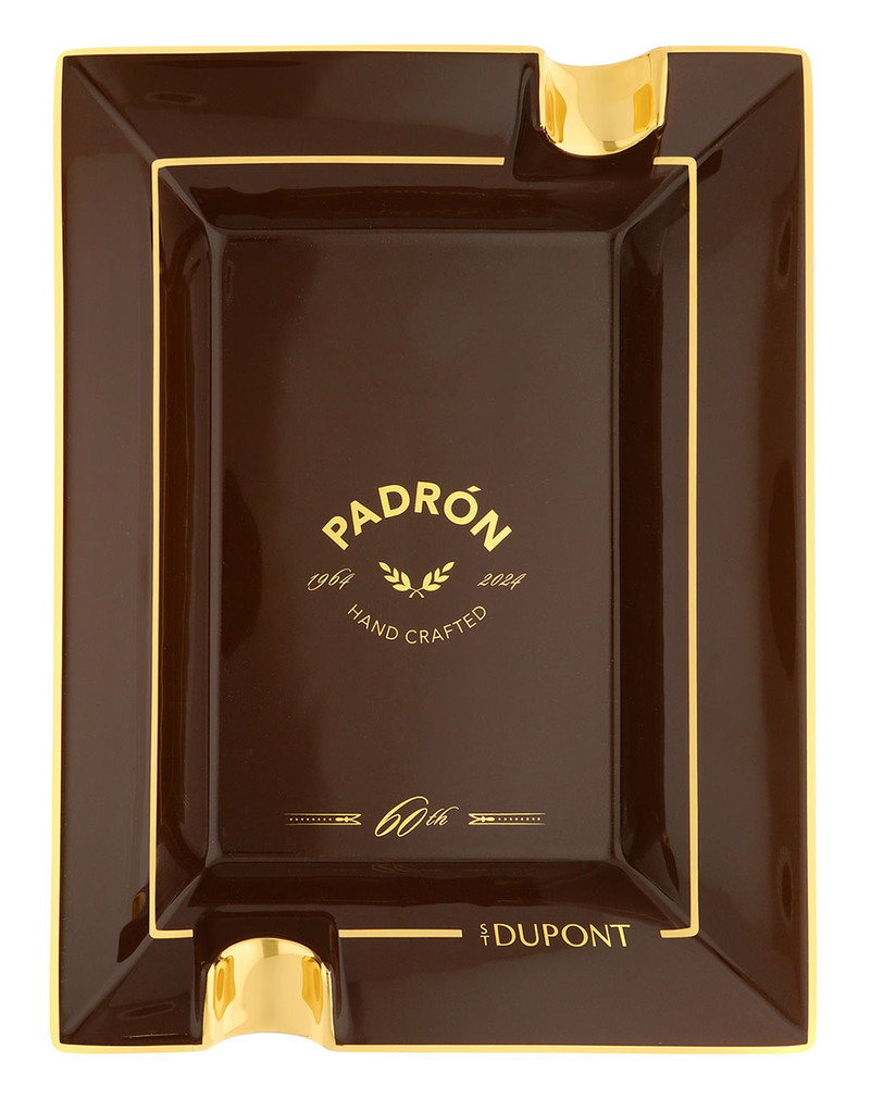 S.T. Dupont Padron Porcelain Ashtray in Glossy Brown Lacquer Yellow Gold