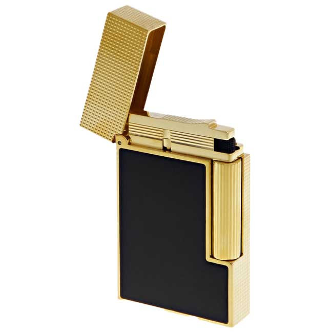 S.T. Dupont Line 2 Lighter with Micro Diamond Head in Yellow Gold and Matte Black