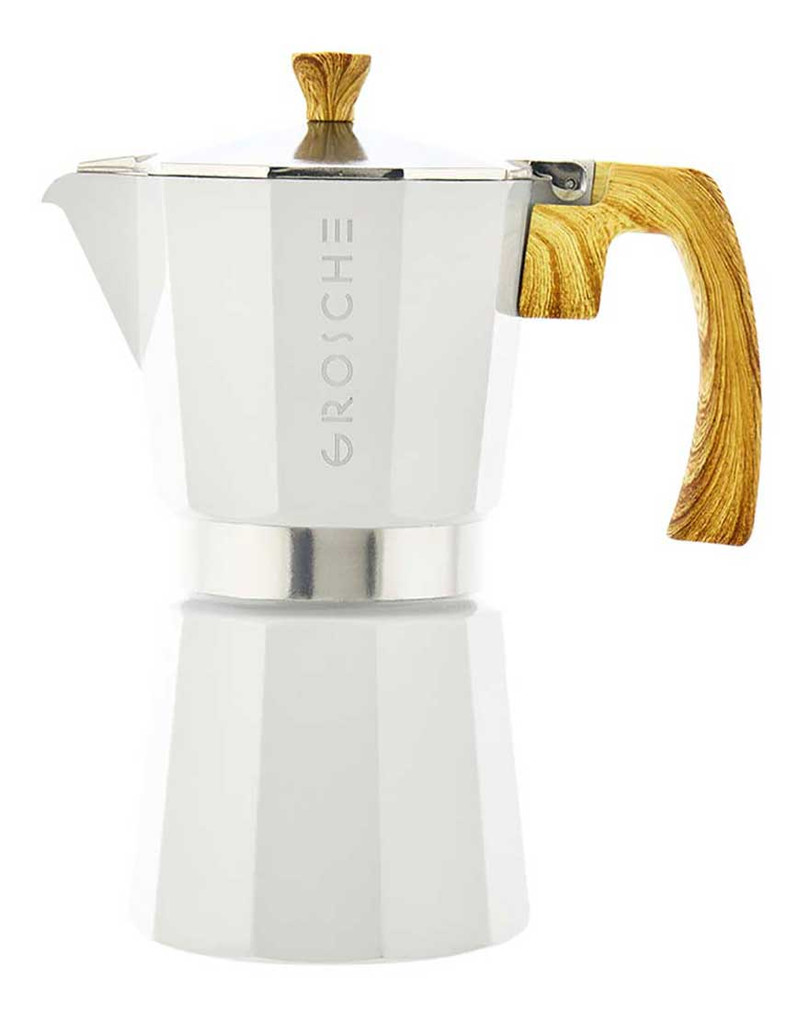 GROSCHE MILANO Stovetop Espresso Maker, Moka Pot 9 Cup in White