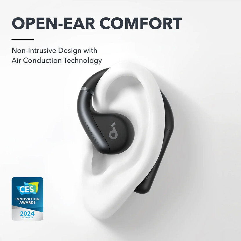 Soundcore By Anker Open-Ear Earbuds AeroFit Superior Comfort in Midnight Black