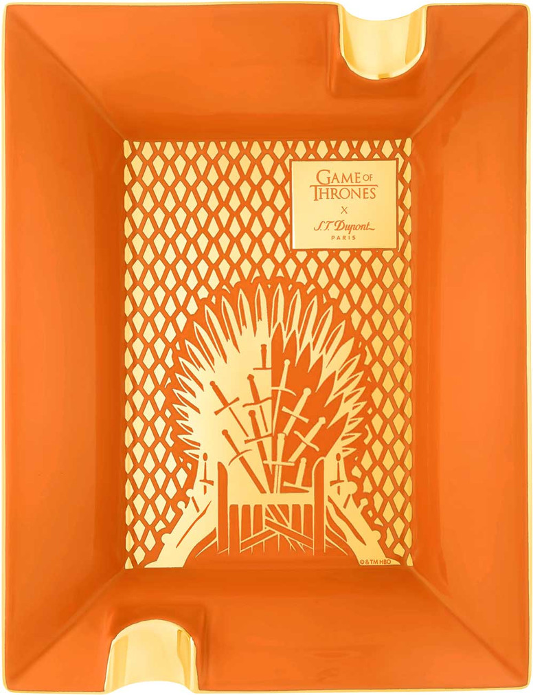 S.T. Dupont Game of Thrones Fire Porcelain Ashtray in Orange Dragon Scale and Gold
