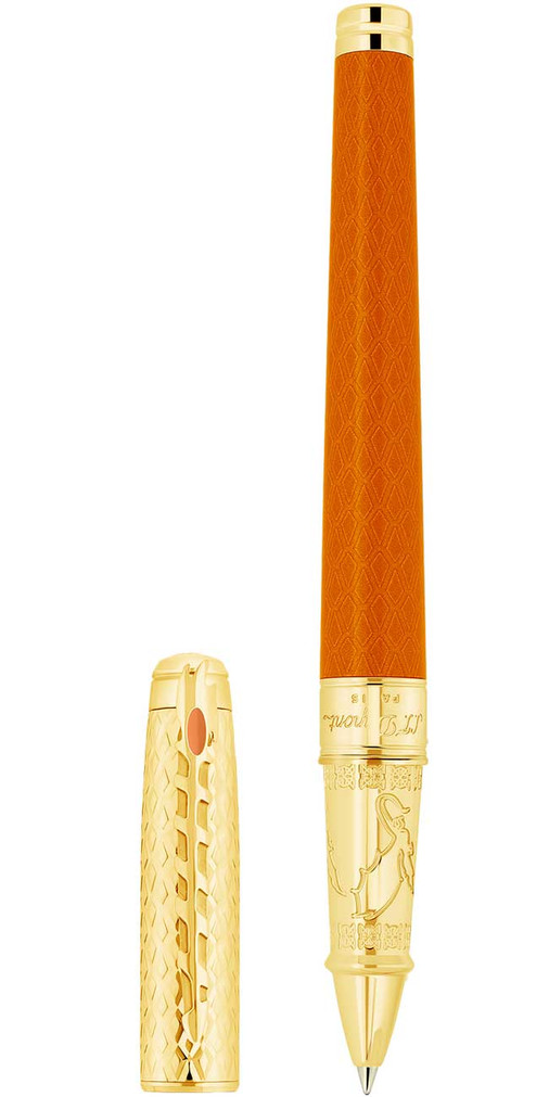 S.T. Dupont Game of Thrones Fire Rollerball Pen in Orange Dragon Scale and Gold