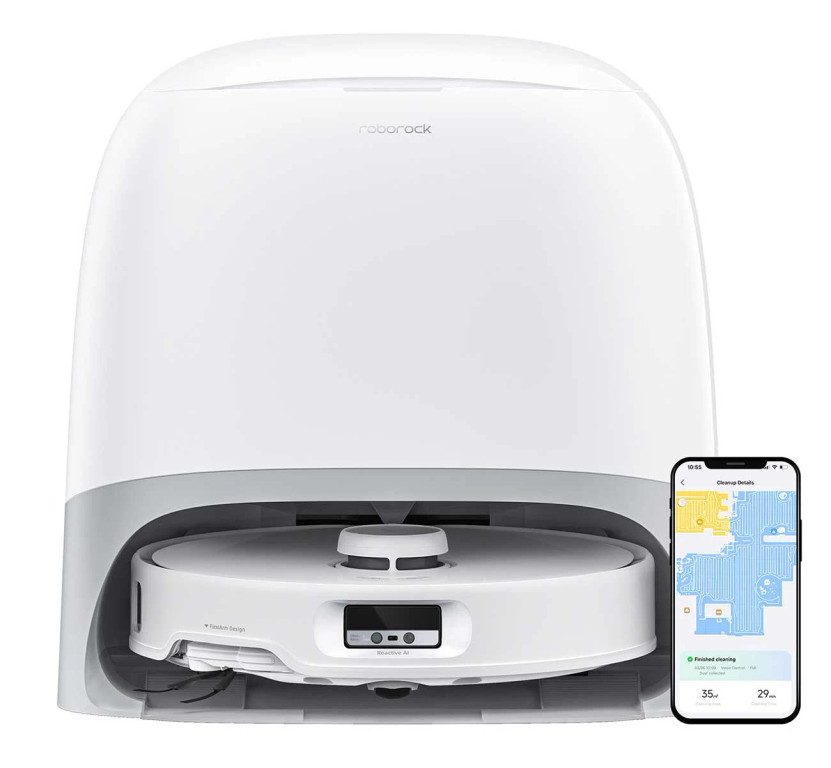 Roborock Qrevo Curv Robot Vacuum with Multifunctional Dock 3.0 in White