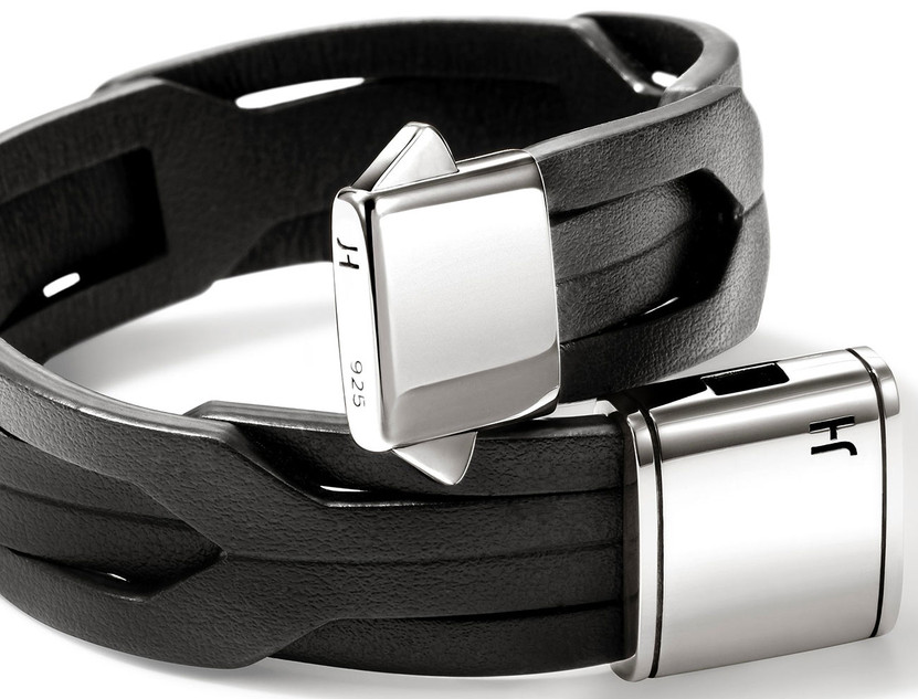 John Hardy Icon 50 Bracelet - Size XL - in Black Leather and Sterling Silver