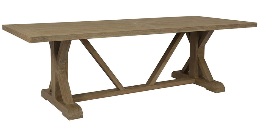Sunset West Coastal Teak Trestle Dining Table in Coastal Teak