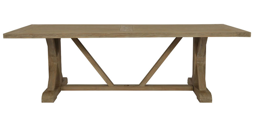 Sunset West Coastal Teak Trestle Dining Table in Coastal Teak