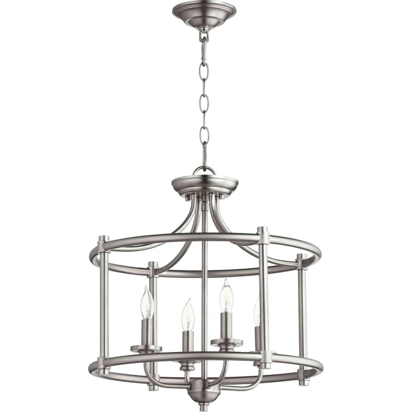 Transitional Rossington 4 Light Dual Mount In Satin Nickel