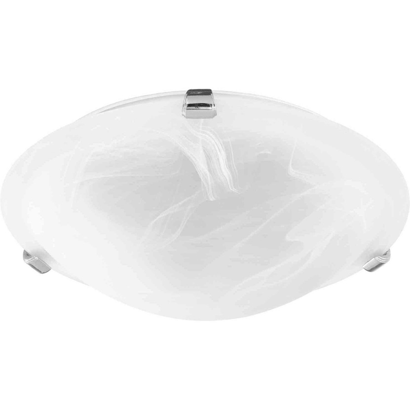 Traditional 12" Faux Alab Ceiling Mount In Polished Nickel And Faux Alabaster
