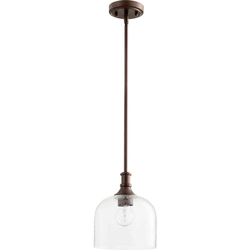 Transitional Richmond Clear Seeded Pendant In Oiled Bronze And Clear/Seeded