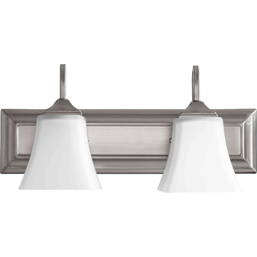 Transitional 2 Light Stn Opal Vanity In Satin Nickel And Satin Opal