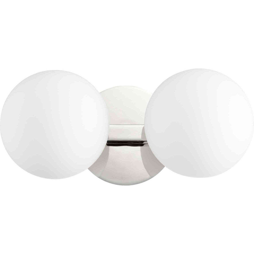 Modern And Contemporary 2 Light Globe Vanity In Polished Nickel