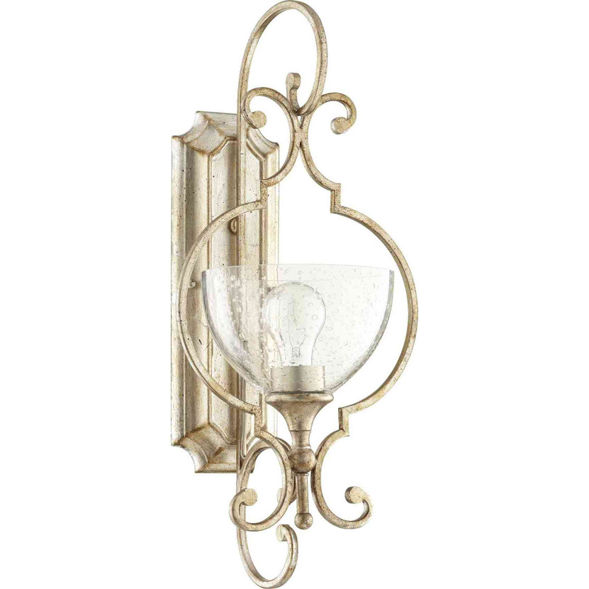Traditional Ansley 1 Light Wall Mount In Aged Silver Leaf