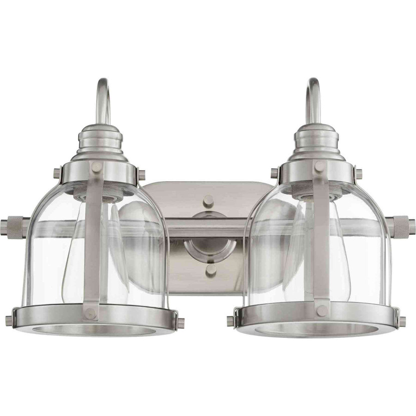 Transitional 2 Light Banded Dome Vanity In Satin Nickel