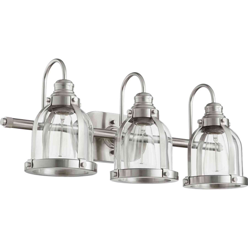 Transitional 3 Light Banded Dome Vanity In Satin Nickel