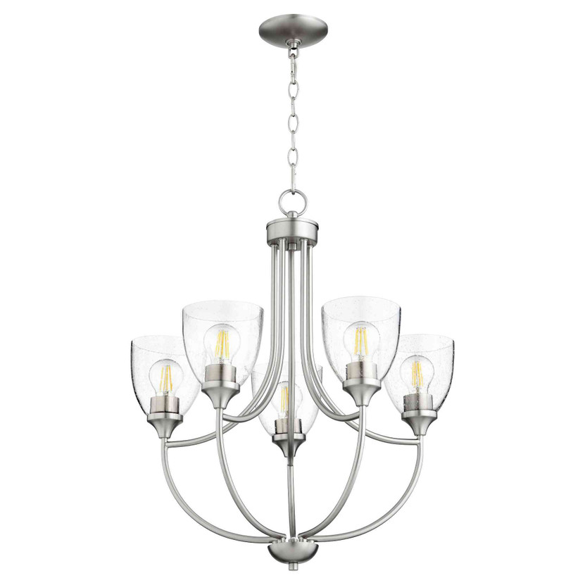 Traditional Enclave Clear Seeded Chandelier In Satin Nickel And Clear/Seeded