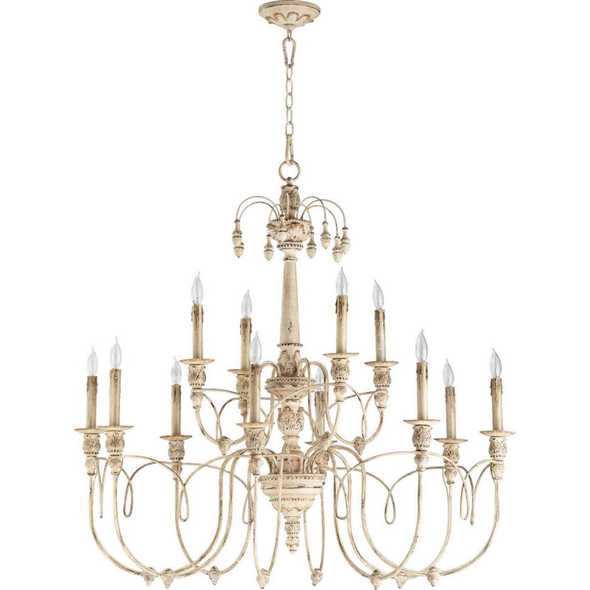 Traditional Salento 39"/12 Light Chandelier In Persian White