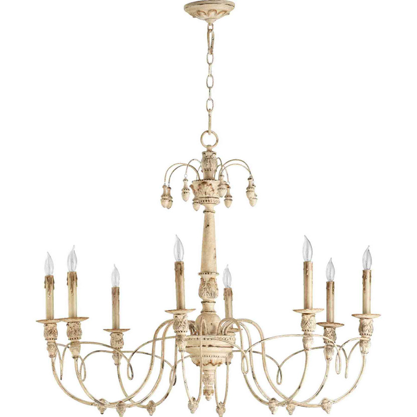 Traditional Salento 37"/8 Light Chandelier In Persian White