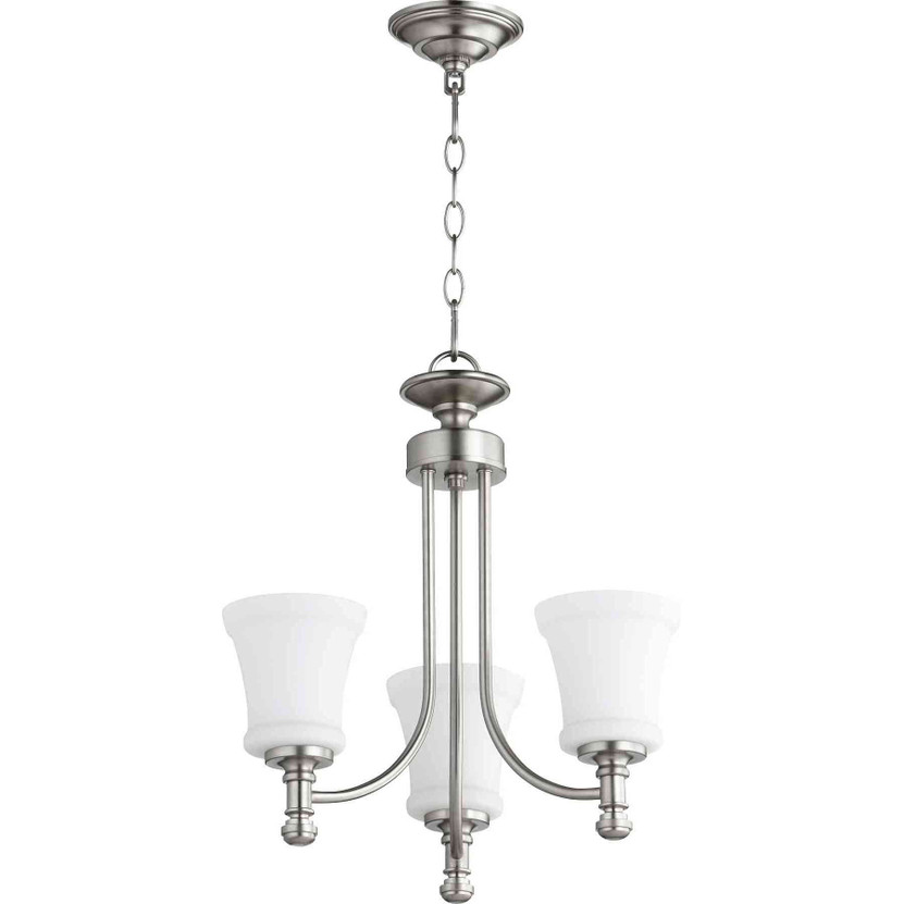 Transitional Rossington 3 Light Chandelier In Satin Nickel