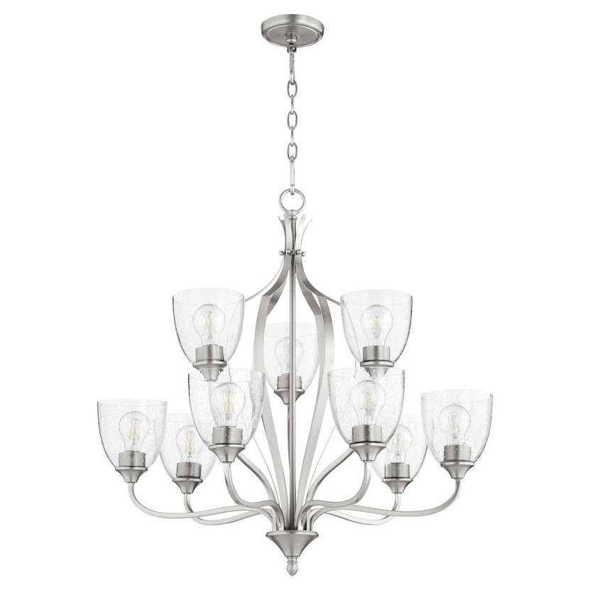 Traditional Jardin Clear Seeded Chandelier In Satin Nickel And Clear/Seeded