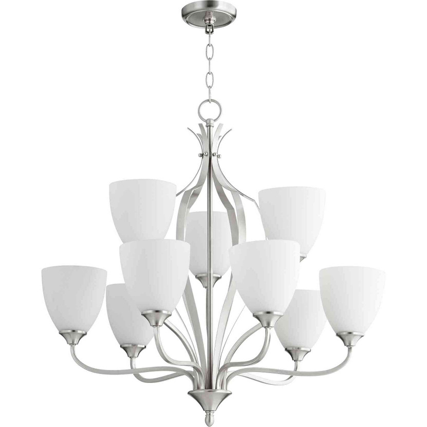 Transitional Jardin 9 Light Chandelier In Satin Nickel
