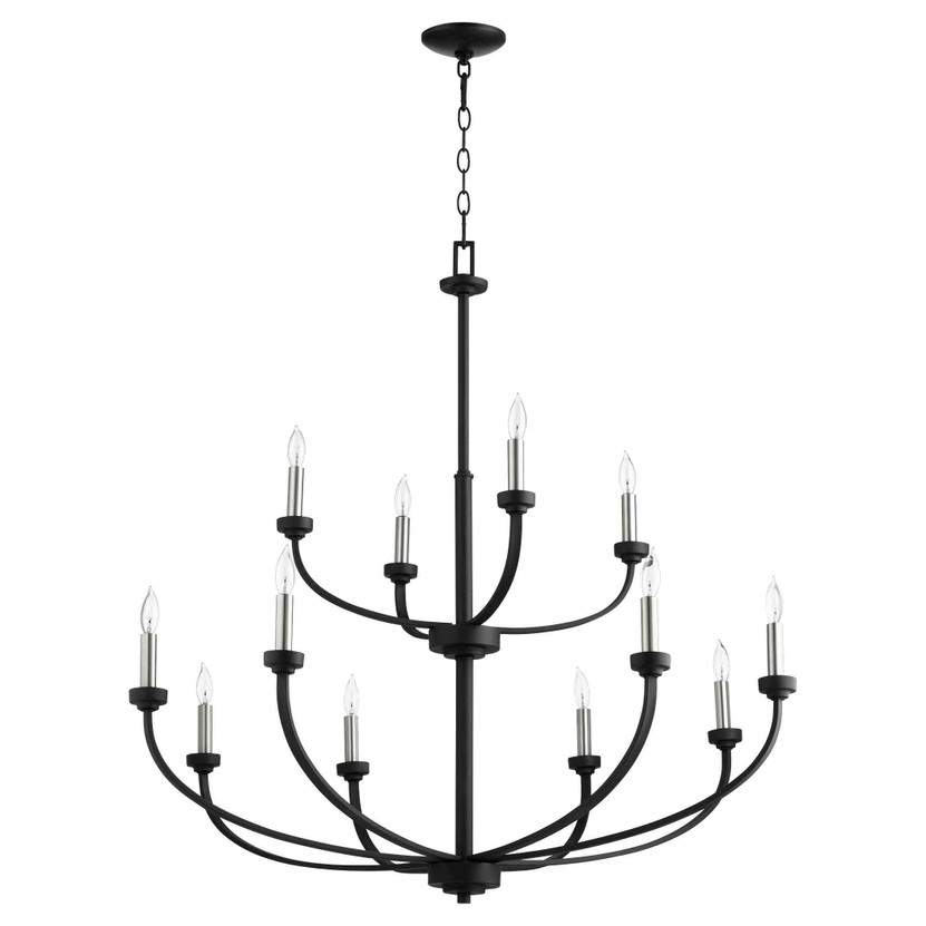 Transitional Reyes 12 Light Chandelier In Noir