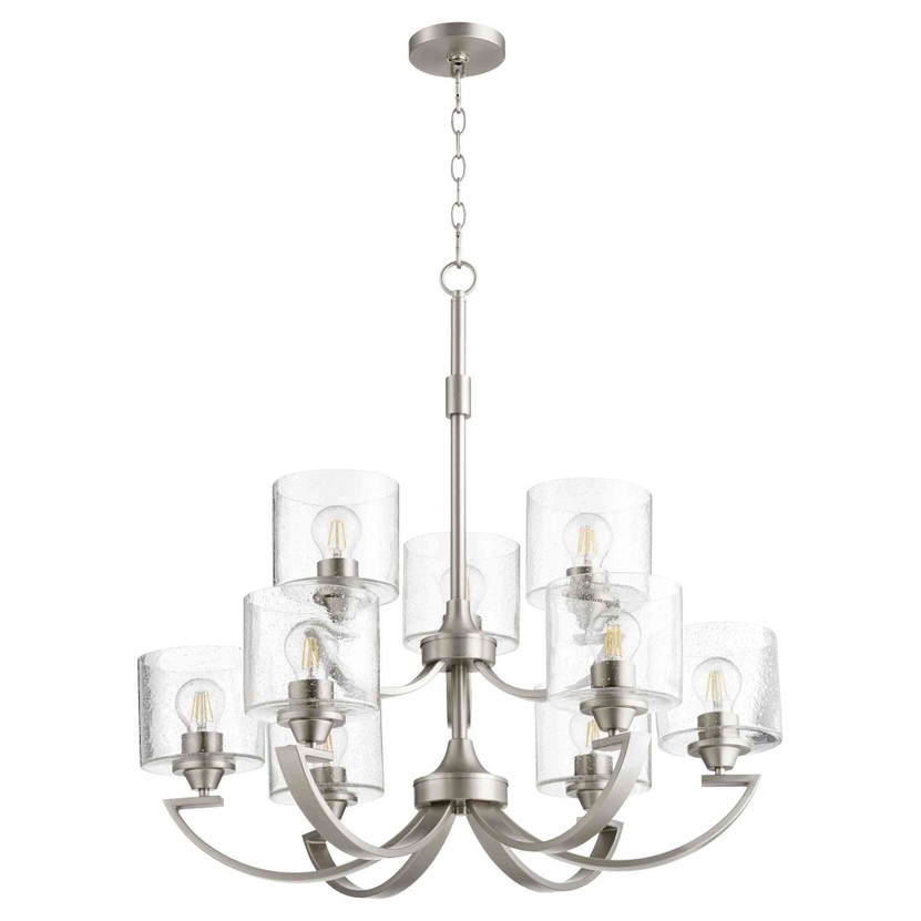 Soft Contemporary Dakota 9 Light Chandelier In Satin Nickel