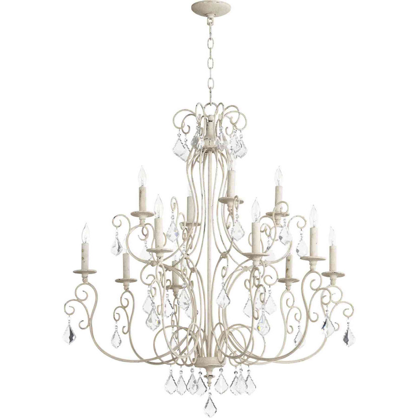 Transitional Ariel 12 Light Chandelier In Persian White