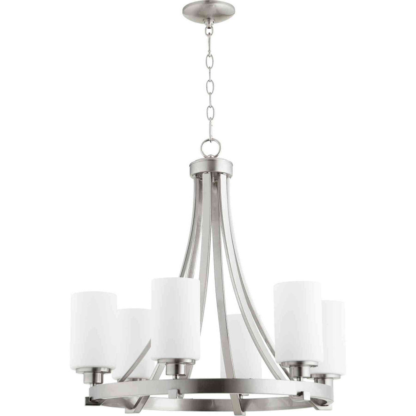Transitional Lancaster 6 Light Chandelier In Satin Nickel