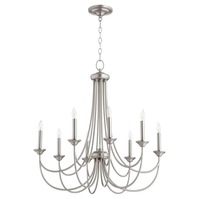 Transitional Brooks 8 Light Chandelier In Satin Nickel
