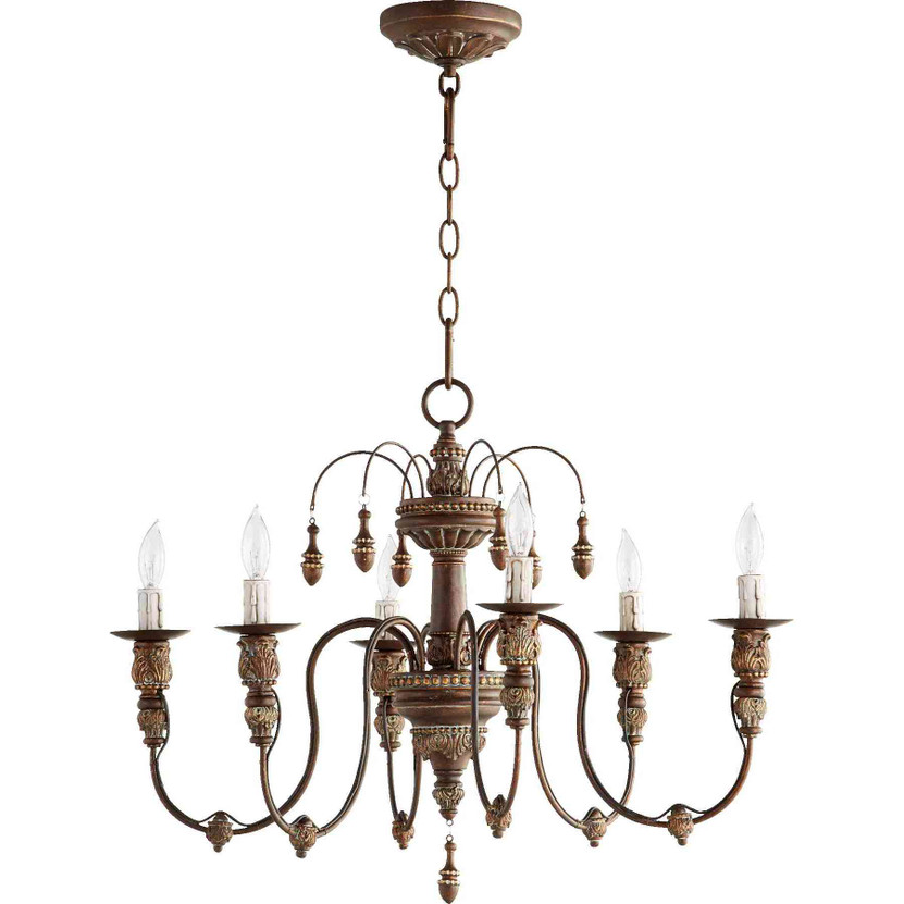 Transitional Salento 25"/6 Light Chandelier In Vintage Copper