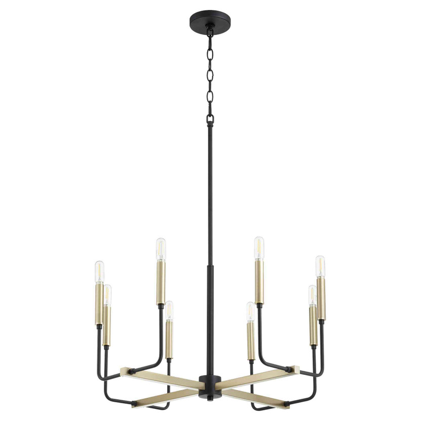 Soft Contemporary Lacy 8 Light Chandelier In Noir And Aged Brass