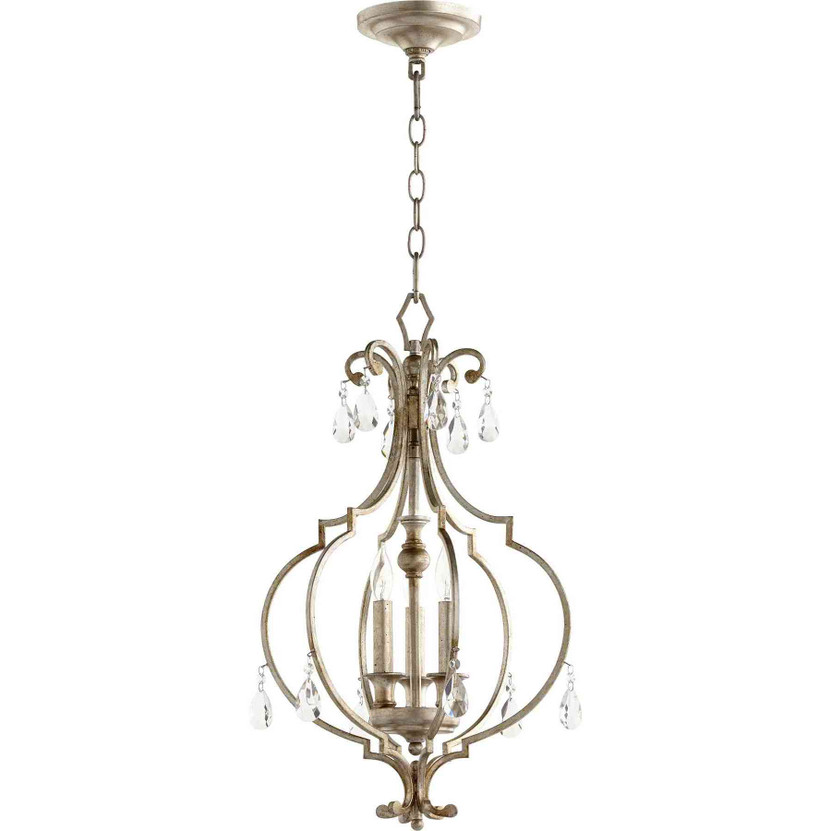 Traditional Ansley 3 Light Entry In Aged Silver Leaf
